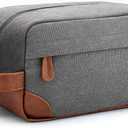 Vorspack Travel Toiletry Bag - Hanging Toiletry Bag for Men Water Resistant Canvas Shaving Bag with Large Capacity for Travel - Light Grey