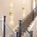 Set of 2 Gold LED Wall Sconce Lights Warm Light Modern Crystal Wall Lights Vanity Lighting Fixtures Sconces for Bathroom Living Room Bedroom Dining Room Hallway