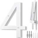 8 Inch Large Floating House Numbers, White Modern House Number for Outside, Home Address Numbers for Outdoor Garage Gate Wall Street (4)