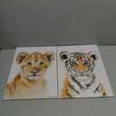 2 Paintings Of A Small Tiger And Lion, 12x16