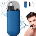 Portable Nose Hair Trimmer, 2024 Portable Nose Hair Trimmer for Men and Women, Type-C Rechargeable Nose Trimmer 360°Capture of Nose Hair, Blue