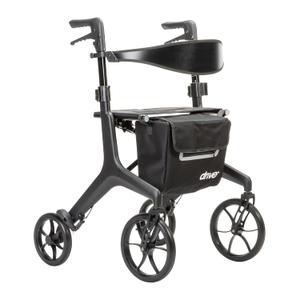 Drive Medical AeroCarbon Ultra-Lite Rollator, Strong Carbon Fiber Walkers for Seniors, Foldable Rollator Walker with Seat, Ultra Lightweight Rolling Walker, Just 11.5 Pounds, Black