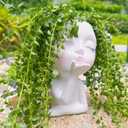Handmade Face Flower Pots Standing Air Kiss Head Planter Pot for Trailing Plants Cute Succulent Planter Resin Planters Funny Face Planters with Anti-Friction Pads White 1Pack