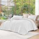 Andency White California King Comforter Set, 3 Pieces Boho Cal King Bed Comforter, Oversized Soft Lightweight Down Alternative Bedding Set with Tufted Design(104x96In, 2 Pillowcases) 