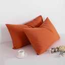 FLXXIE Pillow Cases Queen, Soft Microfiber Pillow Covers with Envelope Closure, Wrinkle Resistant Pillowcases, 2 Piece Set, 20x30, Burnt Orange