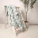 lulumoon Muslin Baby Blanket Neutral: Lightweight Cotton Blanket with Woodland - Ideal for Newborn to Toddler 47"x47" (Pine Forest)