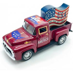 4th of July Decorations Patriotic Vintage Metal Truck Decor with Wooden USA Flag & Stars for Home & Office, America 250th Anniversary Independence Day Memorial Day Patriotic Table Centerpiece Gifts
