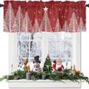 ALAGEO Christmas Valances for Windows Red Christmas Tree Christmas Kitchen Curtain Valances Rod Pocket Holiday Valances for Kitchen Window Curtain Seasonal Valance Christmas Decor 1 Panel, 42x12 Inch
