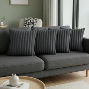 Dark Gray Throw Pillow Covers 16 x 16 Set of 4, Cute Boho Throw Pillow Cover for Couch/Bed, Decorative Pillows Covers for Sofa/Bed, Accent Pillow Covers for Living Room, Rustic/Home/Room Decor