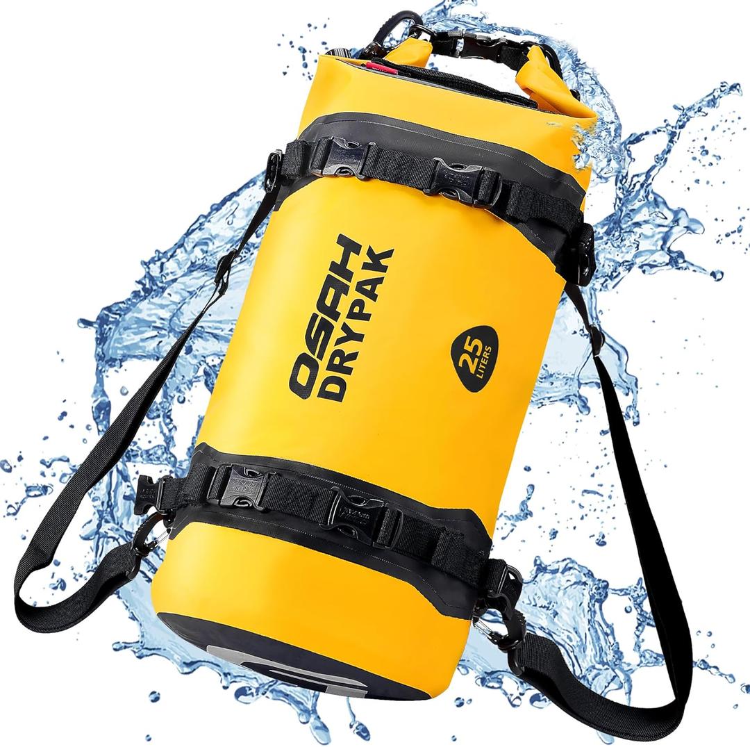 25L Waterproof Dry Bag - Motorcycle Luggage Tail Bag with Straps for Back Seat, Roll Top Lightweight Waterproof Backpack Sack for Travel, Swimming, Boating, Kayaking, Camping and Beach