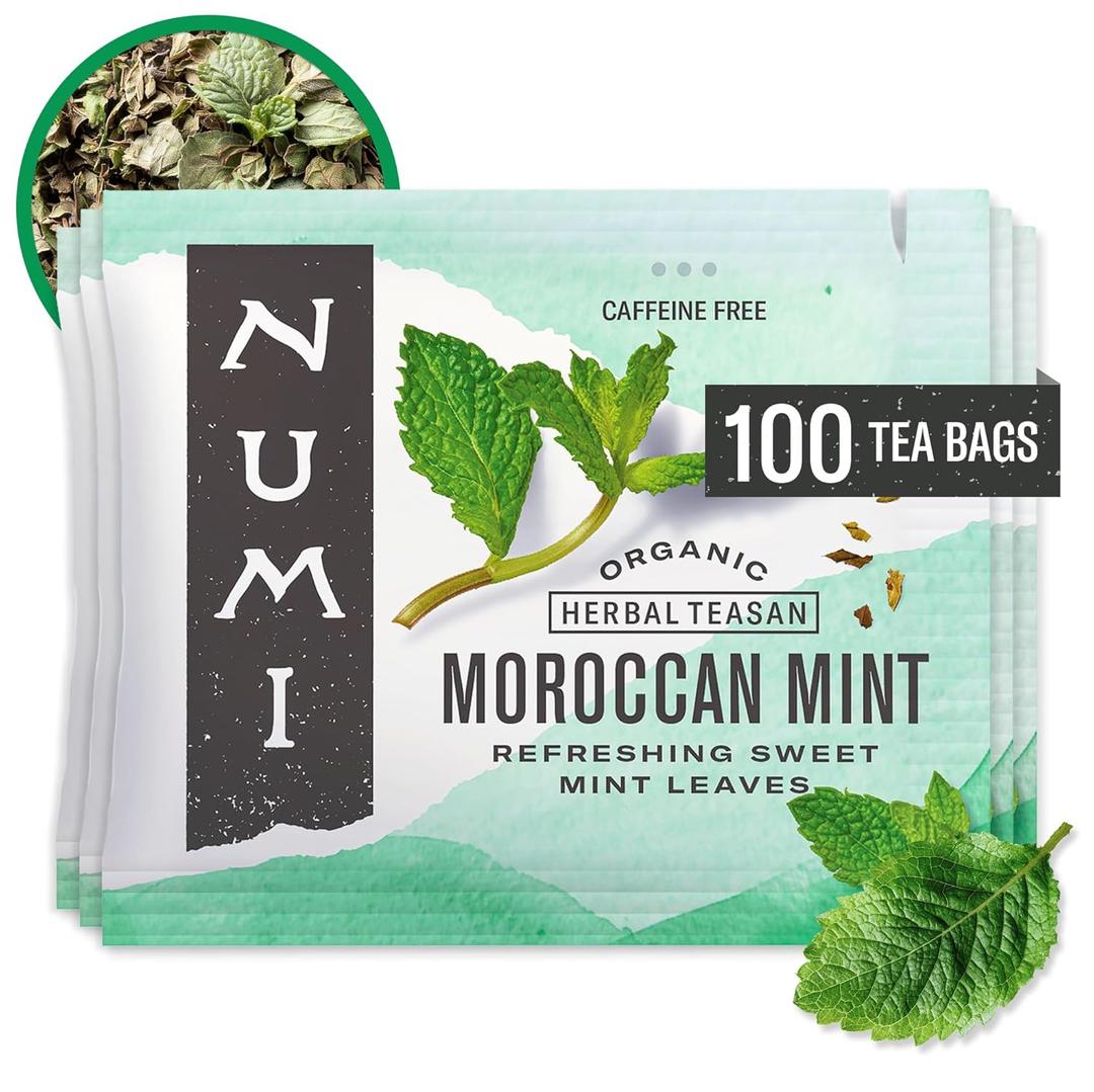 Numi Organic Tea Moroccan Mint, Box of Tea Bags, Herbal Teasan,100 Count (Pack of 1),Packaging May Vary, Best By: 06/10/2028