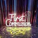 First Communion Neon Signs for Wall Decor, Neon LED Sign Baptism Decorations 1st Communion Decorations Primera Comunion First Holy Communion God Bless for Baptism Party, 13.3" x 7.7"
