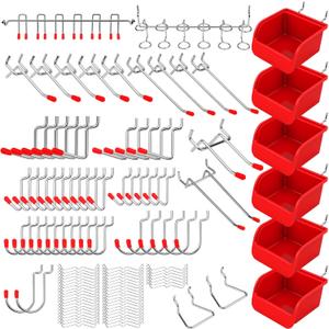 Ultimate 121-Piece Pegboard Hooks Set, Pegboard Accessories with Metal Hooks, Durable Peg Board Organizer Accessories, Pegboard Bins, Peg Board Tool Utility Hooks