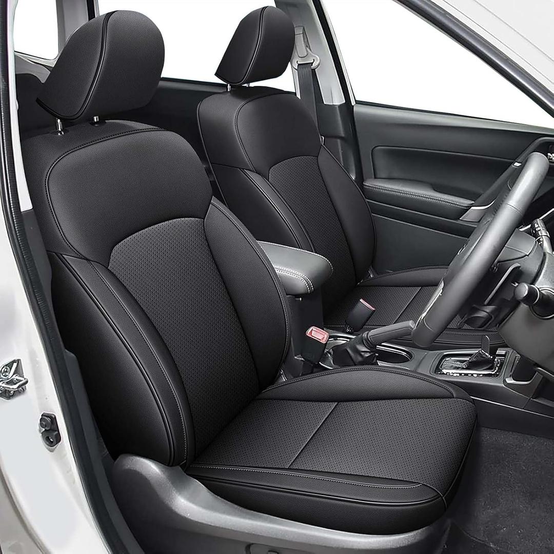 IKABEVEM Custom Fit Seat Covers for Subaru Forester 2014-2018, Full Set Faux Leather Car Seat Covers, Waterproof Seat Protector, Airbag Compatible Interior Seat Covers Black