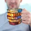 Painted Book Mug, Novelty 3d Painted Books Coffee Mug, Unique Colorful Resin Books Stack Coffee Cup, Collection Gifts For Readers Librarians Literature Lovers (#A)