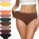 Eiggam Women's Cotton Bikini Panties,High-Cut Full Coverage Stretch Cool Underwear for Women L