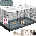 32 Panels Small Animal Playpen,Pet Playpen with Waterproof Mat,C&C Cage for Guinea Pigs, Play Pen for Rabbit and Chicken,Bunny Pen