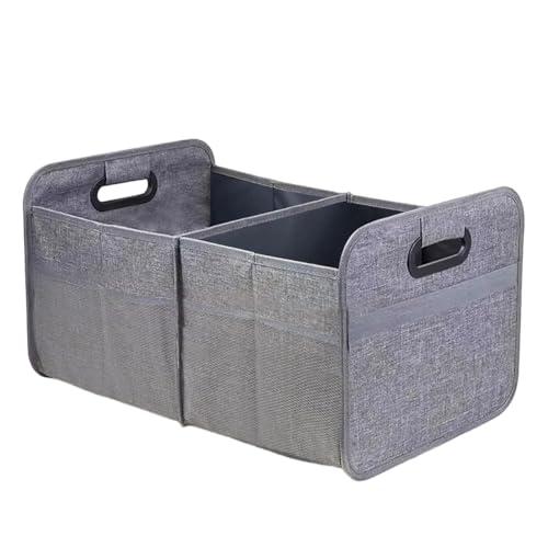 GAOLAOSY Car Trunk Organizer, Collapsible Multi-Compartment Auto Storage Box with 4 Pockets, Waterproof Oxford Fabric Car Trunk Container Accessories for Sedan SUV Truck (Grey)
