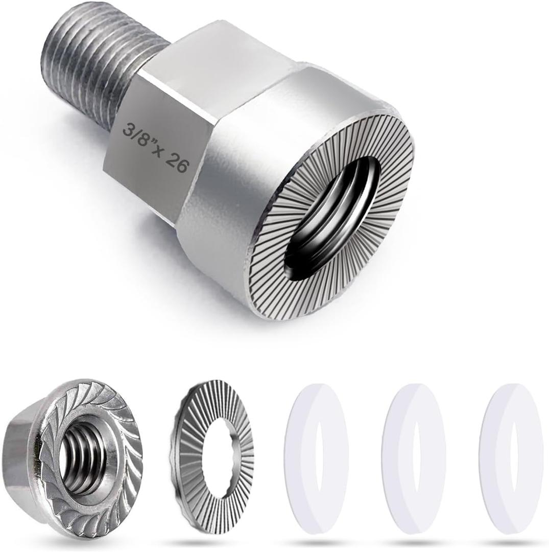 Universal Bicycle Trailer Axle Adapter for M10x1.0/3/8" x26/M5 Solid Axles - Heavy-Duty 304 Stainless Steel Coupler with Anti-Lock Design