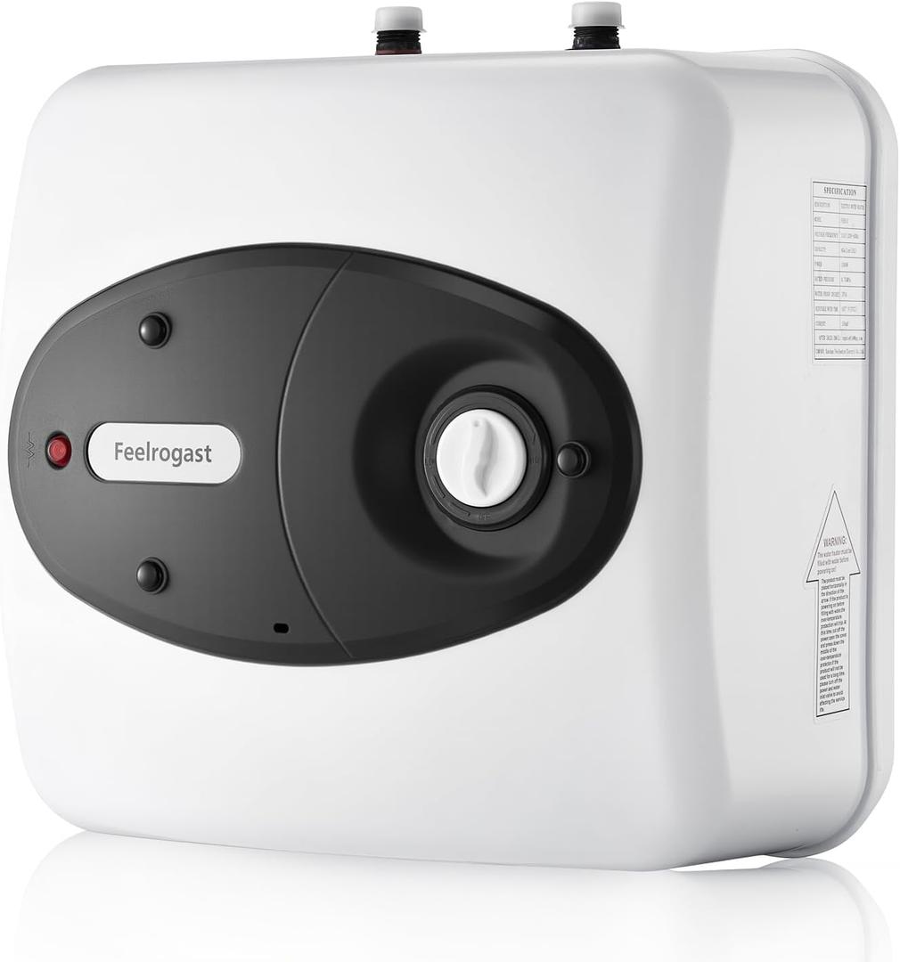 8 Gallon Electric Tank Water Heater, 120V 1500W Under Sink Instant Hot Tank Water Heater for RV, Camper, Kitchen, Food Truck, Wall or Floor Mounted, Black