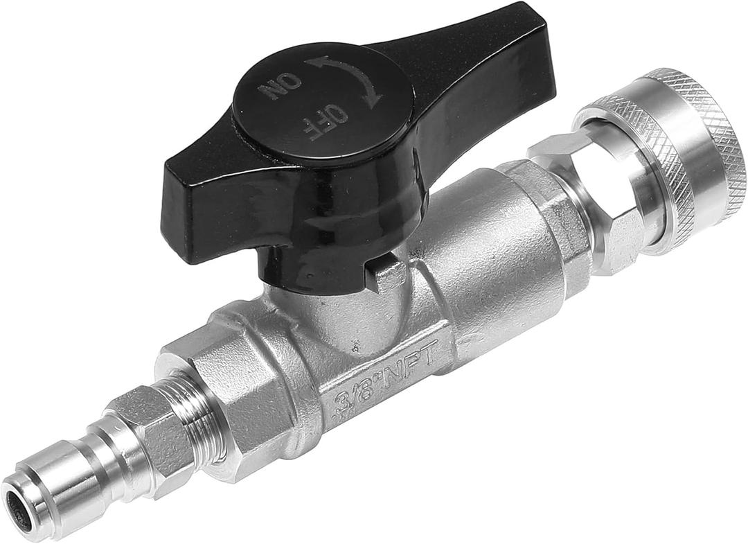 PWACCS Ball Valve Pressure Washer, 3/8" Quick Connect Stainless Steel Shut Off Valve for Power Washer Hose, 5000 PSI