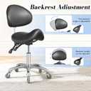 Ergonomic Saddle Stool with Adjustable Height & Backrest, 360 Swivel Rolling Wheels for Office, Dental, Salon Spa, Tattoo - Support for Estheticians, Stylists & Professionals
