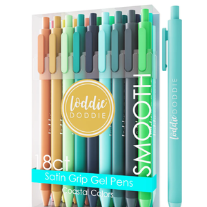 Loddie Doddie Retractable Colored Gel Pens  18Pack, 0.7 mm, Coastal Satin  SmoothGlide Pens for Journaling  Precision Fine Tip Markers  Vibrant Pastel Color Markers for Bullet Journal Supplies