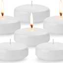 3 inch Floating Candles, 36PACK White/Gold/Red Floating Candle, Long Burning and Smokeless Candle for Wedding, Birthday, Pool, Holiday & Home Decoration Unscented (White)