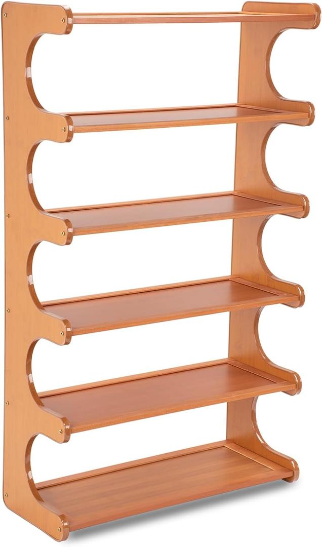 Shoe Rack,Small 6 Tier Shoe Organizer Storage Shelf,Bamboo Narrow Shoe Closet,Small Space Shoe Rack,for Entryway Closet 18.89×7.48×31.88inch, 6 Tier-18.89" Wide