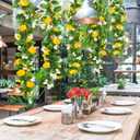 2 Pcs Artificial Lemon Flower Garland Vine, 14 Ft Fake Yellow Lemon Vines Silk Flowers Hanging Floral Garlands Decoration for Room Wall, Flower Themed Party, Wedding Supplies