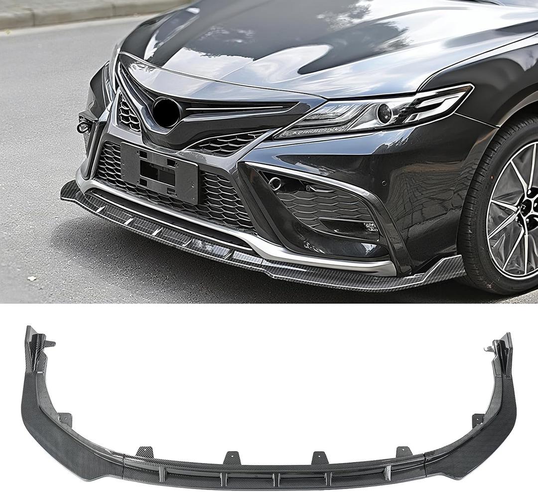 Carbon Fiber Front Bumper Lip Compatible with 2021-2024 Toyota Camry SE, XSE, TRD - Splitter Under Chin Spoiler Body Kit - Not Fit for LE, XLE