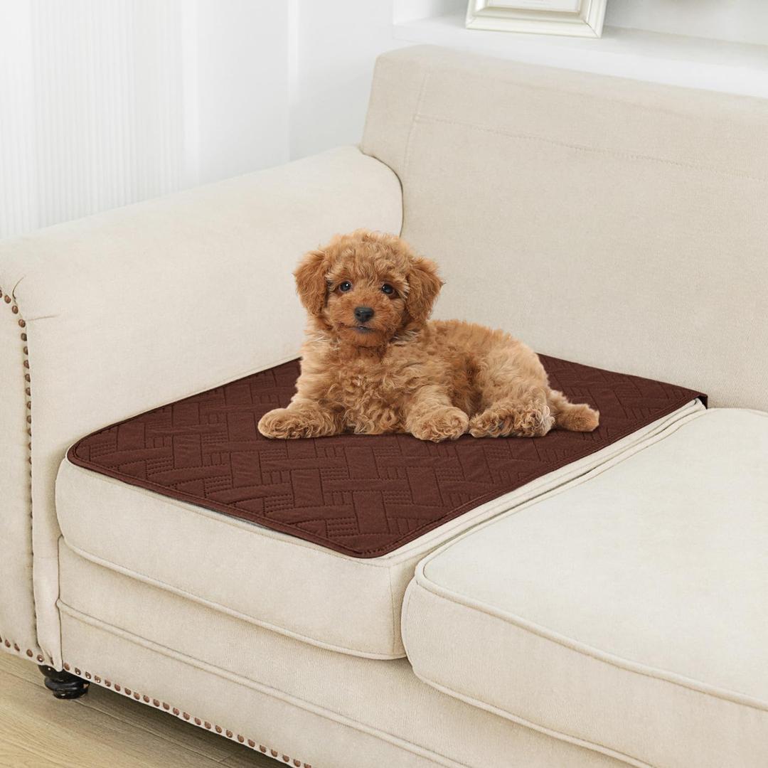 Dog Bed Cover for Pets - Waterproof Furniture Protector Blankets, Rug Pads for Couch, Reusable Changing Pad (Brown+Beige, 20"x30")
