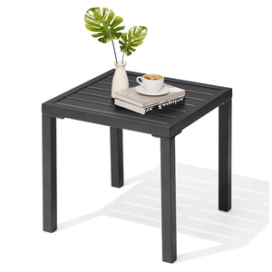 Outdoor Metal Side Table, Patio Small Square End Table, Black