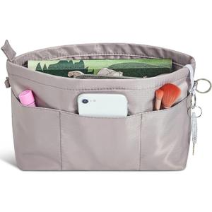 Vercord Premium Nylon Purse Organizer Tote Handbag Insert Organizers Bag in Bag Zipper 13 Pockets 5 Sizes (X-Large, Grey)