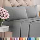 Full Size 4 Piece Sheet Set - Comfy Breathable & Cooling Bed Sheets Set - Hotel Luxury Bedding for Women, Men, Kids, Teens, Boys & Girls - Deep Pockets, Soft & Wrinkle Free - Grey (Heathered Sheets)