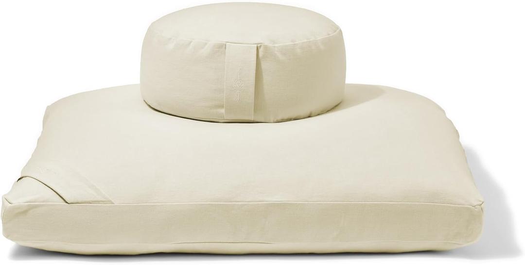 Renoo Meditation Cushion Set - Zafu Meditation Pillow and Zabuton Floor Cushion - Adjustable Organic Buckwheat and Cotton Fill - GOTS Certified Cotton Washable Covers - 30x30x10 - Multiple Colors