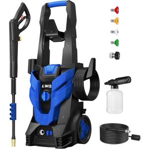 Electric Pressure Washer, 2.5 GPM Power Washer with 4 Quick Connect Nozzles, High Pressure Cleaning Machine with Foam Cannon for Cars/Fences/Driveways/Patios/Home Cleaning (Blue)