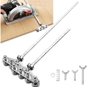 Circular Saw Guide Rail Set 12in & 24in, Adjustable Circular Saw Roller Guide, Positioning Calipers for Precise Measurements and Straight Cuts, Rip Fence Edge Guide for Woodworking and DIY Projects