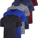 5 Pack Men's Active Quick Dry Crew Neck T Shirts | Athletic Running Gym Workout Short Sleeve Tee Tops Bulk (Heather Black/Blue/Gray/Navy/Maroon, 5XL)