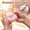 2 Pcs Squishy Toys Stress Balls, Sand Stress Ball, Moldable Squeeze Balls for Anxiety Relief, Soft Sensory Toys for Adults, Portable Stress Relief Toy for Office, School, Travel (Pink+Blue)