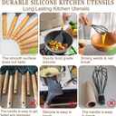 Umite Chef Kitchen Cooking Utensils Set, 33 pcs Non-stick Silicone Spatula Set with Holder, Woodle Handle Heat Resistant Gadgets Utensil (Gray)