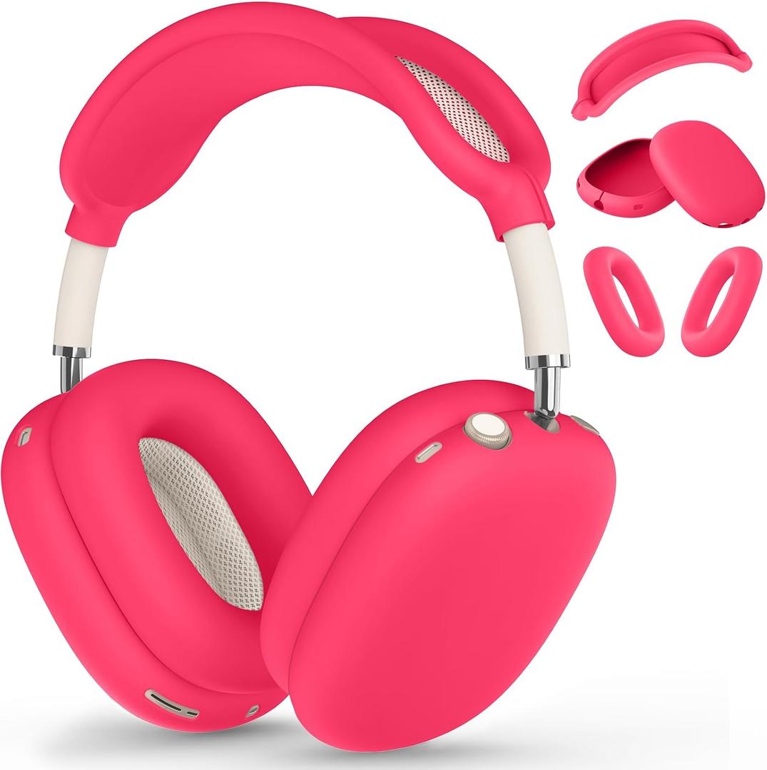 Silicone Case Cover for AirPods Max 2/1 (2026/2024/2020),Ear Pad Case Cover/Ear Cups Cover/Headband Cover for AirPods Max 2&1 (USB-C/Lightning),Accessories for Apple AirPods Max 2 Headphones,Rose Pink