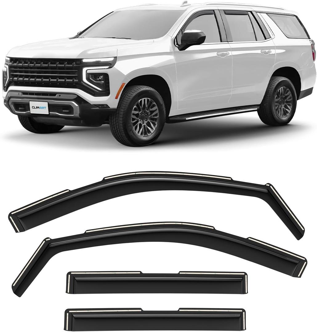 CLIM ART in-Channel Incredibly Durable Rain Guards for Chevrolet Tahoe 2021-2025, Original Window Deflectors, Vent Window Visors Deflector, 4 pcs. - 621144 CLIM ART in-Channel Incredibly Durable Rain Guards for Chevrolet Tahoe 2021-2025, Original Window Deflectors, Vent Window Visors Deflector, 4 pcs. - 621144