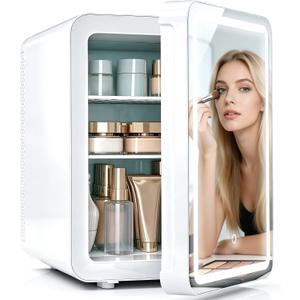 Kikihouse 16L/20L Skincare Fridge with LED Mirror, Small Fridge for Makeup