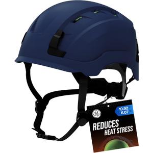 GE Safety Helmet, Impact Absorbing Tech, Adjustable Ratchet, ANSI Type 1, Memory Foam Padding, Hard Hats Protection, Chin Strap, Class C (Vented) & Class E (Non-Vented), OSHA Approved