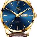 OLEVS Amazon Watches,Brown Leather Watch for Men,Men Day Date Watch,Men's Luminous Watch,Dress Watch for Men,Rose Gold Watch for Men,Men's Fashion Quartz Watch,Waterproof Brown Man Watches