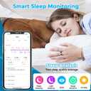 Smart Health Ring for Women Men,Fitness Rings Tracker with Blood Pressure Monitor Heart Rate Blood Oxygen Sleep Monitor IP68 Waterproof Step Counter Calorie Tracker Health Rings for Android iOS Phones, Size 7