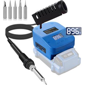 Cordless Soldering Station Compatible with Kobalt 24V Battery, Portable Electric Soldering Iron with USB & Type C Ports, Adjustable Temperature Soldering Iron Kit for DIY, Appliance Repair