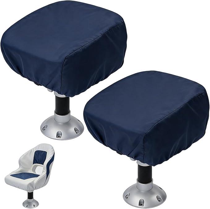 8 x Folding Boat Seat Cover Waterproof 210D Heavy Duty Weather Resistant Material Trailerable Fishing Chair Covers 20W x 18D x 14H inch (2, Blue)