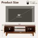 YOSHOOT Mid Century Modern TV Stand for 55 inch TV, Solid Wood, Antique, 52.36" X 15.75" X 16.93"